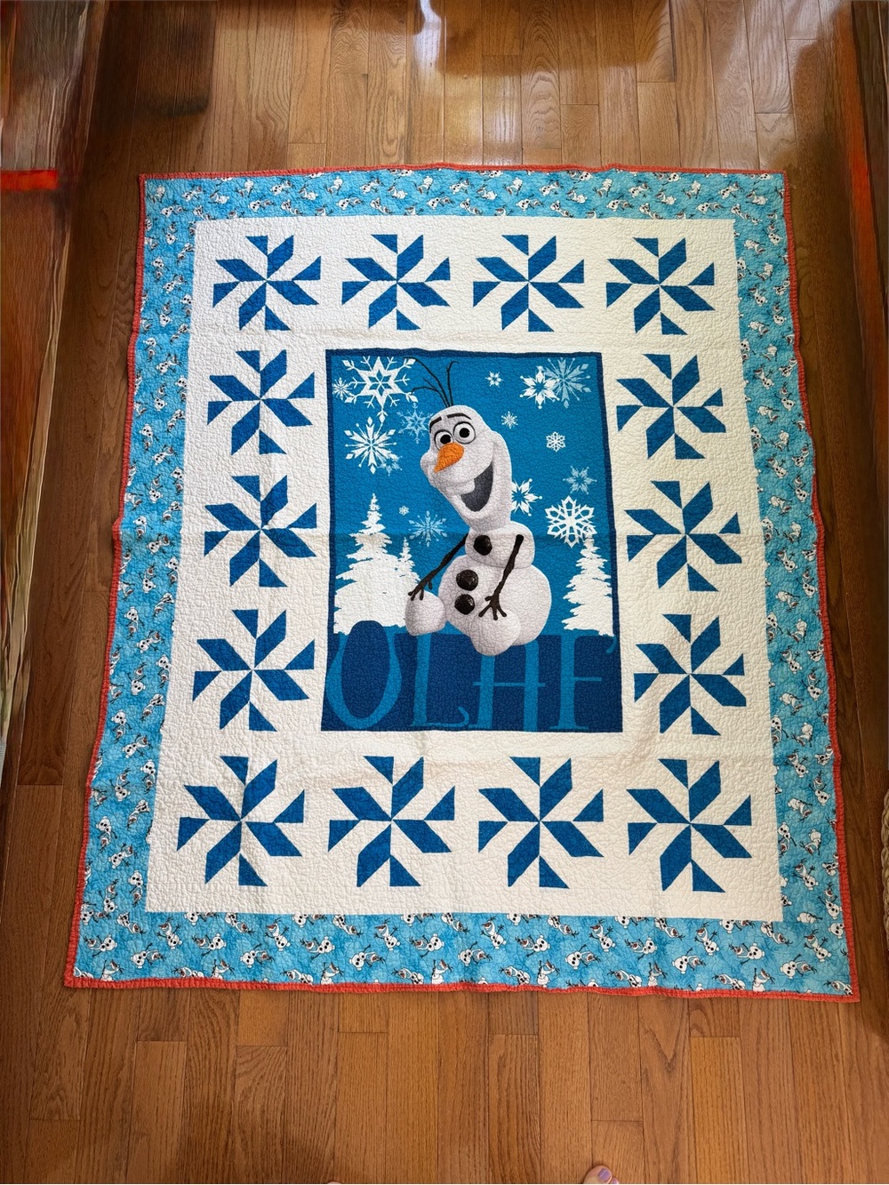 Handmade Disney Frozen Olaf Snowflake Quilt Throw Blanket 52x63